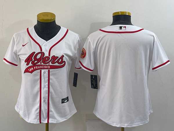 Youth San Francisco 49ers Blank White With Patch Cool Base Stitched Baseball Jersey